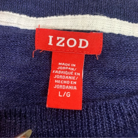 👻3/$15 Last Chance Sale!👻 Izod Navy and White Light Weight Sleeve Sweater Large - Picture 5 of 9
